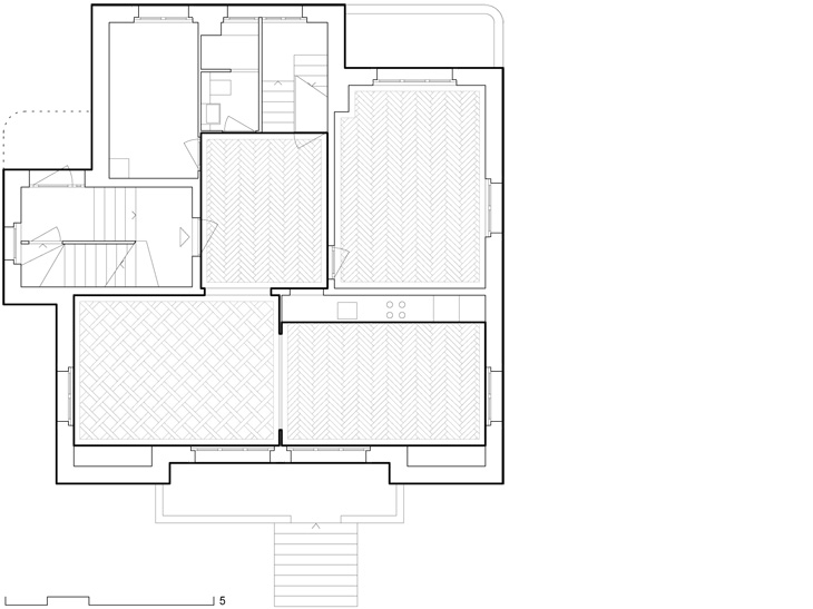 Transformation de deux appartements isolés en un duplex dans une maison urbaine.
Maître de l’ouvrage : privé.