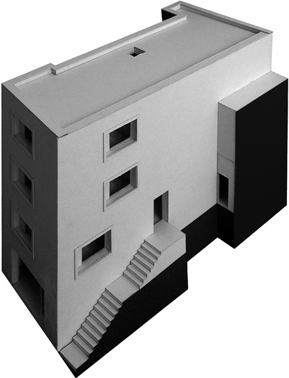 Projet d'un petit immeuble de logements avec une arcade commerciale, Châtelaine, Genève.
Maître de l’ouvrage : privé.