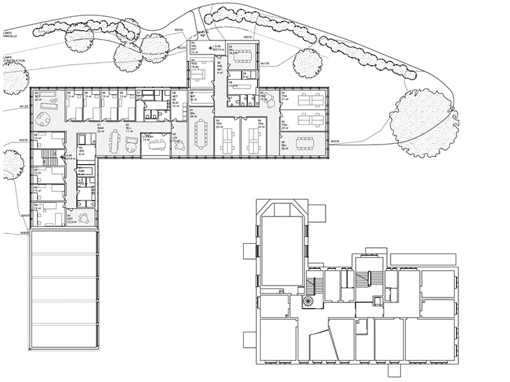 Concours de projet pour l'extension de l’Institut St. Germain, Delémont, Jura.
Concours d’architecture 2022, 6ème prix.