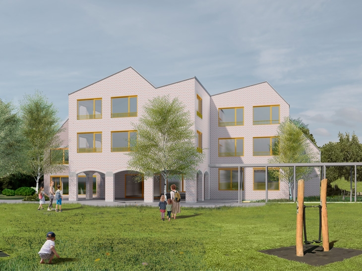 Extension de l’école primaire de Matran, Fribourg.
Concours d’architecture 2021, 6ème rang, 5ème prix.