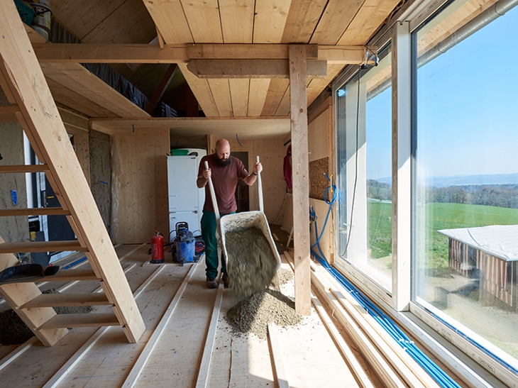 Projet pour deux très petites maisons en paille avec un bassin naturel, Surpierre, Fribourg.